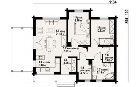 Dom mieszkalny - ARTUROWO DW 1134x994 69.82 m²