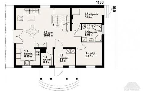 Dom mieszkalny - JURGÓW ŚREDNI 33DWS 1180X810  122.5m²