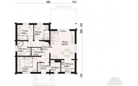 Dom mieszkalny - POLAŃCZYK DW 1200x1000  88.99 m²